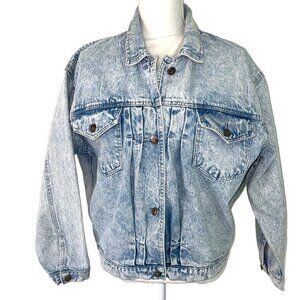 Nordstrom Acid Wash Jean Jacket Womens Size Large L Vintage Denim Button Blue